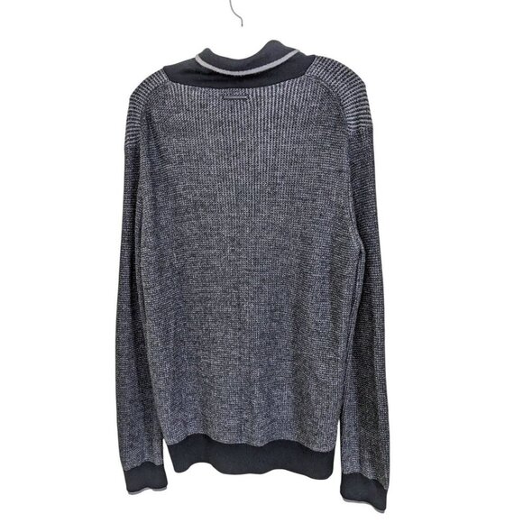 Armani Exchange AX Men's Gray Shawl Collar Button-Neck Wool Sweater Navy Blue - Picture 2 of 5